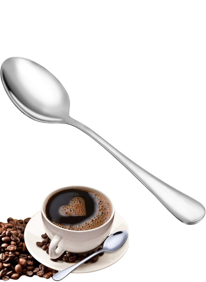 Dinner Spoon Set 6 Pieces, 15cm Espresso Spoons, Premium Food Grade 18/10 Stainless Steel Small Coffee Spoons, Mini Dessert Spoons for Tea, Coffee, Cappuccino, Latte, Baby Feeding, Serving, Elegant Silverware, Durable Polished Metal Spoons, Rust Resistant, Mirror Finish, Dishwasher Safe, Home, Restaurant, Café, Hotel, Bistro Tableware, High Quality Everyday Use and Special Occasion, Ideal Gift for Coffee Lovers, Kitchen Essentials, Party, Wedding, Picnic, BBQ, Compact Functional Utensils - Image 1